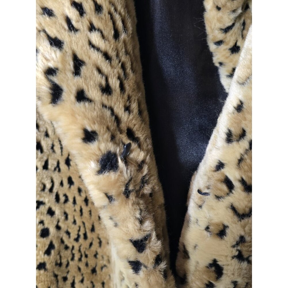 Unreal Fur Wild Cat Leopard Print Jacket Coat Women's Size 16-Vintage- Y2K - Picture 10 of 16